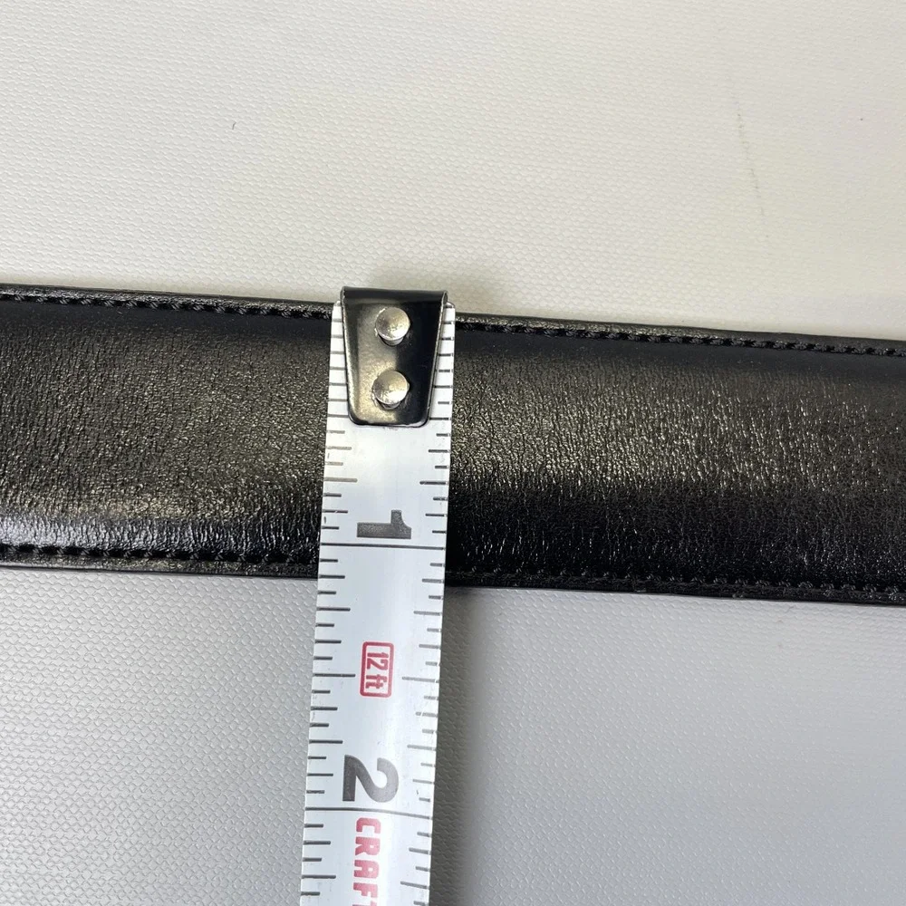 Trafalgar Cortina Leather Belt Mens Size 38 Black Dress Buckle - Made in USA